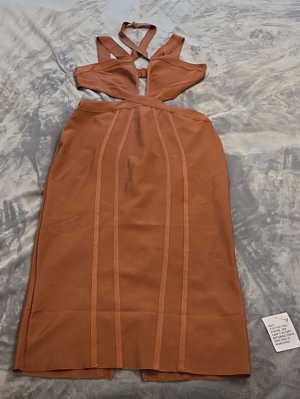 ASOS Curve Rust Cutout Midi Dress with Crisscross Straps